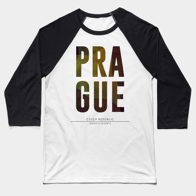 Prague city typography Baseball T-Shirt by StudioGrafiikka